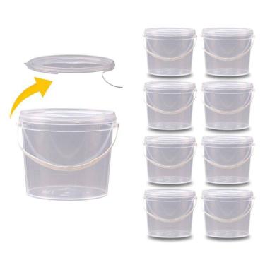 Imagem de Balde Com Tampa Transparente Para Grão De Bico - Kit 6 Pças