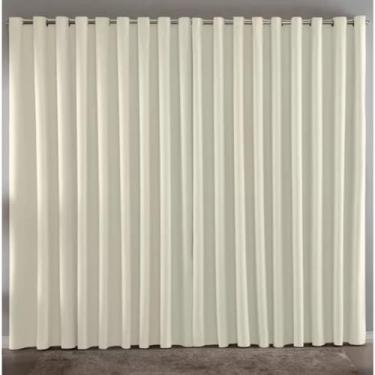 Imagem de Cortina Blackout Premium, Tecido Poliéster, 500x280cm, Bloqueio de Luz 80%, Moderno, com Ilhós Cromado para Sala, Cor Neutra Aleatórias