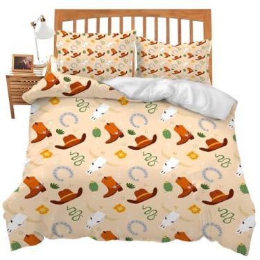 Imagem de Arevigh Jogo de cama de casal ocidental caubói ocidental conjunto de capa de edredom para meninos adolescentes super macio, decoração de quarto, solteiro, casal queen, tamanho king, capa de edredom