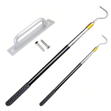 Imagem de Gancho de puxar para baixo no sótão, haste telescópica de 152 cm com trava de várias seções, puxar para porta do sótão escadas do sótão, substituição do sistema de puxar para baixo da escada do sótão