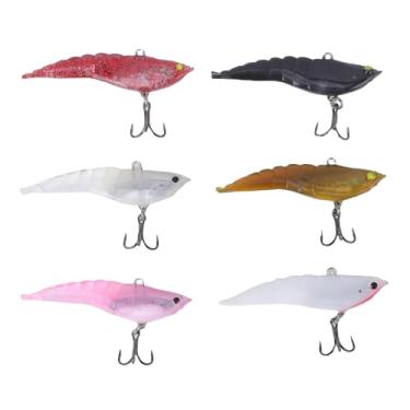 Imagem de SUNGOOYUE 6 Peças Iscas de Pesca Iscas de Camarão Flutuantes de Plástico Macio Com Ganchos Luminosos para Pesca Em água Salgada de água Doce 2,56 pol. Design Realista Flexível Elástico Forte Gancho