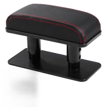 Imagem de Almofada de apoio de braço para carro, suporte ajustável para cotovelo esquerdo, almofada de reforço de couro para caixa de apoio de braço central