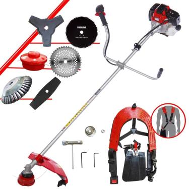 Imagem de Roçadeira Toyama RT43L 2T 43cc 1,7HP Com Carretel de Nylon e Lâmina 3 Pontas + Lâmina 2 Pontas + Lâmina 40 Dentes de Vídea + Lâmina 80 Dentes + Escova