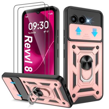 Imagem de ATUMP Capa para celular T-Mobile REVVL 8 com (2 peças) protetor de tela HD, resistente à prova de choque com rotação de 360° com suporte de metal [grau militar] capa protetora para Revvl 8 5G, ouro