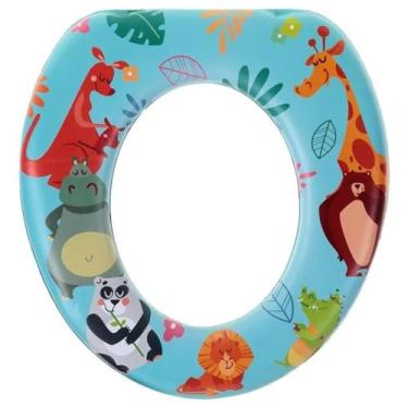 Imagem de Assento Redutor Sanitário Infantil Almofadado com Espuma Alta Densidade Para Privada Vaso 29,5 x 28 x 6 cm para Crianças em Fase de Desfralde (Dino)