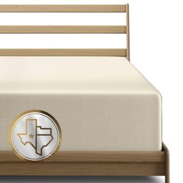 Imagem de TEXAS LINEN CO. Lençol King Size de Algodão Egípcio Premium Apenas – Lençol King com Bolso Extra Profundo 56 cm (Marfim), Fácil de Ajustar, Tecido de Cetim Refrigerante Macio, Lençol de Baixo de