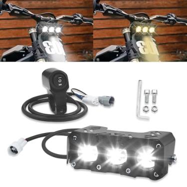 Imagem de MLWRID Kit de farol de bicicleta suja compatível com Surron Segway X260 X160 S160 com farol alto branco e feixe baixo amarelo modo duplo