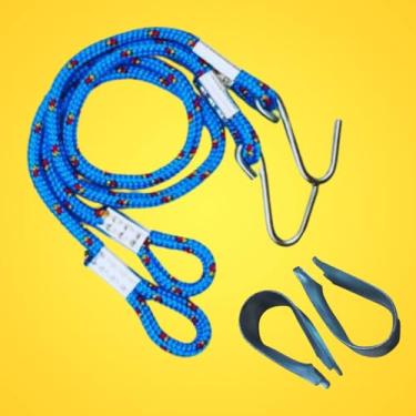 Imagem de Corda Cabo Extensor Alongador mais Protetor de punho | Rede De Descanso e Dormir | (KIT Corda 100cm + Protetor de Punho) | 5 PONTOS@ (Azul, 100cm)