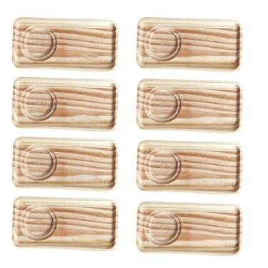 Imagem de Kit suporte conjunto Pires Retangular para xícara café e chá de Madeira pinus (8)