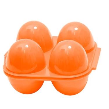 Imagem de Porta Ovos Rígido, Protetor para 4 Ovos em Plástico Resistente, Laranja, com Trava de Segurança e Amortecedor Interno, para Camping e Piquenique
