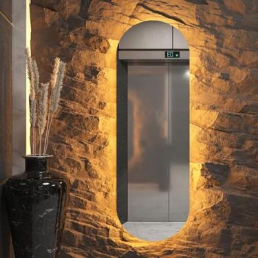 Imagem de Espelho Orgânico com LED 1 Metro – Espelho Oval Lapidado Bivolt para Quarto, Sala e Banheiro(Oval,Quente)