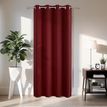 Imagem de Joydeco Cortina de porta blackout para privacidade de entrada de 272 cm de comprimento, cortina de armário com ilhós para armário aberto, divisória de quarto para quarto e sala de estar (vermelho