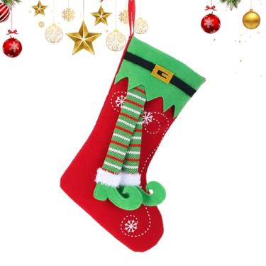 Imagem de Meias de Natal de Tecido - Ornamento Clássico Macio - Grandes Meias Para Decoração De Árvore De Natal | Para Parede Sala De Aula Lareira Puxador De Porta Festa Crianças Crianças Pequenas Meninas