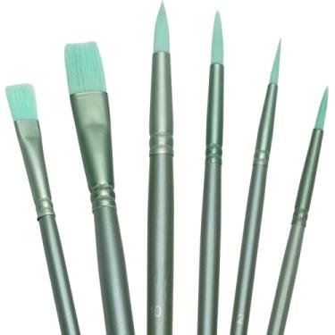 Imagem de Wowang Conjunto de 6 pincéis de pintura facial e esponjas para pintura facial, suprimentos para pincéis de acrílico, conjuntos de pincéis para adultos (verde)