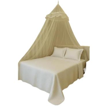 Imagem de Mosquiteiro de Teto Filó com Renda para Cama Casal/Solteiro – Aro 60cm e Ajuste com Elástico(Amarelo)