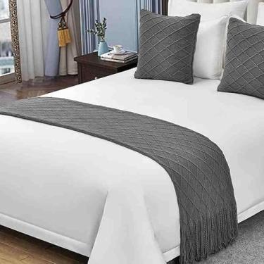 Imagem de Cachecol para cama de hotel, cor sólida, tecido de malha, lençol, sofá, cobertor decorativo, moderno, sem desbotamento, protetor de cama para cama de solteiro queen size - Preto||Apenas 1 fronha 45 x