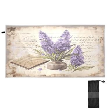 Imagem de Blueangle Toalha de praia vintage lavanda - Toalhas de viagem compactas e leves - Toalha de secagem rápida super absorvente para natação, acampamento e férias (273)