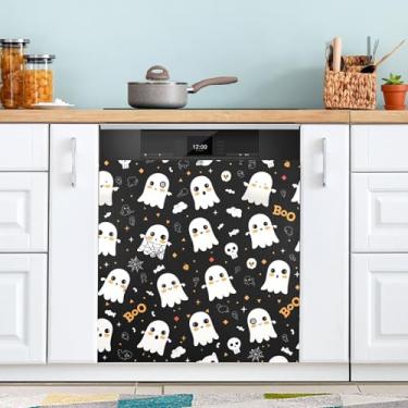 Imagem de ATTX Capa de ímã de lava-louças fantasma de Halloween, 58,4 cm C x 66 cm A, decoração da capa da máquina de lavar louça, decalques de armário doméstico e eletrodomésticos adesivos #256