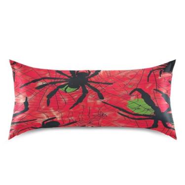 Imagem de Blueangle Fronha de cetim Horror Halloween para cabelo e pele, fronha de seda, tamanho king (50,8 x 101,6 cm) - Capas de almofada de cetim refrescantes com fecho de envelope (580)