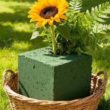 Imagem de Bloco de esponja floral quadrado DIY corta planta artificial verde absorvente arranjos florais blocos de espuma decoração de festa de casamento, 10,5 x 11,4 x 6,7 cm