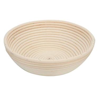 Imagem de Conjunto de cesta de prova de pão Banneton Brotform feito à mão, tigela de massa de cana de vime natural para massa fermentada, cozimento de pão artesanal, padeiros domésticos (25X8,5)
