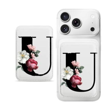 Imagem de Carteira magnética U-letter para iPhone, capa fina de couro PU, capa para cartão, capa traseira para cartão, acessório de telefone fofo