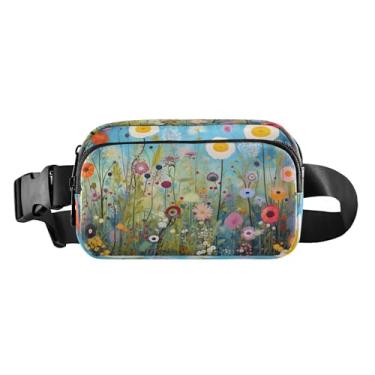Imagem de CEBUGI Mini pochetes de caminhada para homens e mulheres, pochetes de flores modernas resistentes à água com cinto ajustável para treino, viagem, corrida