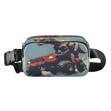 Imagem de CEBUGI Pochetes de caminhada para homens, mulheres, dinossauros e caminhões, modernas, resistentes à água, com cinto ajustável para treino, viagem, corrida