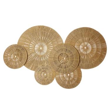 Imagem de MOORLITER Cestas de decoração de parede de vime, cestas decorativas boho para artes de parede, conjunto de 6 decorações de parede de tecido de vime, DIAM 58,4 cm, 53,3 cm, 38,1 cm, 33 cm, 30,5 cm