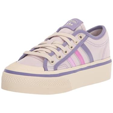 Imagem de adidas Originals Tênis infantil unissex Nizza Platform, Quase rosa/lilás/branco giz, 5.5 Big Kid