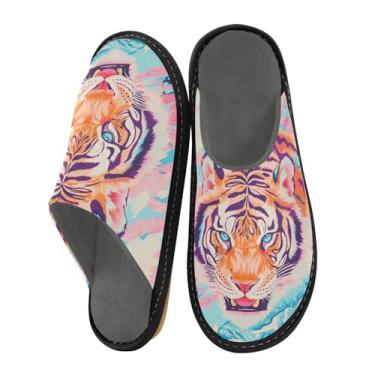 Imagem de STAYTOP Pantufas de casa de tigre coloridas para mulheres, chinelos masculinos difusos, espuma viscoelástica macia e confortável antiderrapante para uso interno e externo - 25, A, Medium