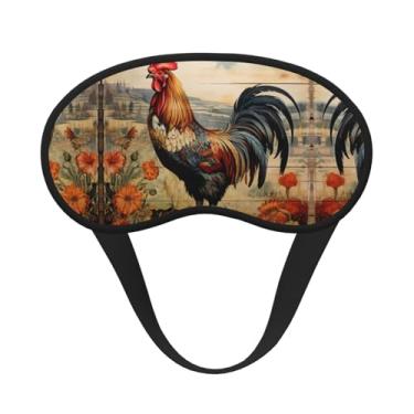 Imagem de Máscara de dormir blackout com estampa de galo em madeira em terras agrícolas, máscara para os olhos, macia, leve, para dormir, meditação, viagem, ioga