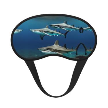 Imagem de Máscara de dormir blackout com estampa de tubarões-martelo, máscara para os olhos, leve, macia, para dormir, meditação, viagem, ioga