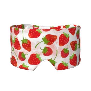 Imagem de Máscara de proteção para olhos e orelhas com estampa de morango, respirável, ajustável, blecaute, confortável