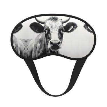 Imagem de Máscara de dormir blackout com estampa de vaca em preto e branco, máscara para os olhos, leve, macia, para dormir, meditação, viagem, ioga