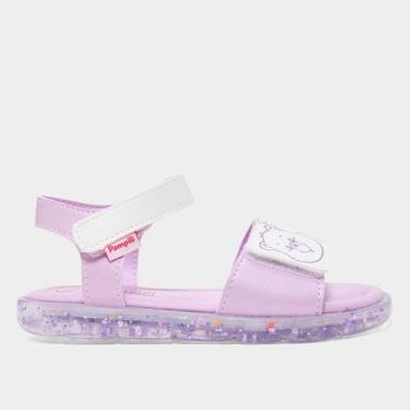 Imagem de Sandália Infantil Pampili Lulli Menina, Branco, Lilás, 26