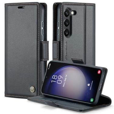 Imagem de owlhold Capa carteira para Samsung Galaxy S23, capa magnética flip, bloqueio RFID, 3 porta-cartões, suporte, couro PU moderno, capa de telefone TPU à prova de choque para Samsung Galaxy S23 6,1