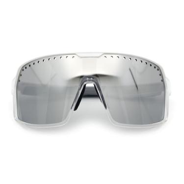 Imagem de Xloop Óculos de sol masculino grande escudo EUA bandeira americana MTB retangular, branco transparente - espelho prateado, 69-11-136