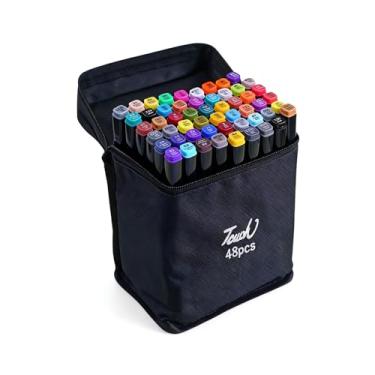 Imagem de Caneta Marcadora Permanente 24/36/48/60/80/100/120/168 Cores Ponta Dupla Kit Canetinhas Conjunto de Canetas Coloridas (48 cores)