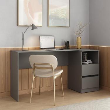 Imagem de Escrivaninha 150,5cm Com Nicho E 2 Gavetas Flex Multimóveis MP6035 Grafite