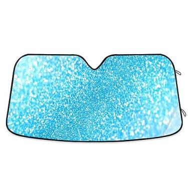 Imagem de Sombra de para-brisa de carro com glitter azul petróleo, persiana de janela de carro, proteção UV, persiana dobrável para janela de carro, para-sol dobrável para carro, acessórios de carro