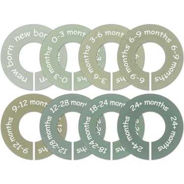 Imagem de JarThenaAMCS 8 peças divisórias de tamanho de armário de bebê verde gradiente, organizadores de cabides para recém-nascidos a 24 meses, separadores de guarda-roupa para bebês em casa, berçário e