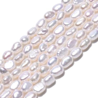 Imagem de LiQunSweet 90 peças de pérolas naturais de arroz de 3 a 4 mm em forma oval de pérolas naturais de água doce pérolas soltas para joias faça você mesmo, pulseira, colar, brinco, bolsa, chaveiro