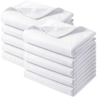 Imagem de Preboun 10 peças de lençol de cima de microfibra macia a granel, fácil de cuidar para casa, salões, hotéis, hospitais, massagens, spas, quartos de hóspedes, dormitório (250 x 264 cm, branco)