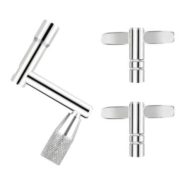 Imagem de Conjunto de afinação de chave de tambor de 3 peças com chave de velocidade e broca, chave de afinação de tambor cromado universal, kit de acessórios essenciais para bateristas