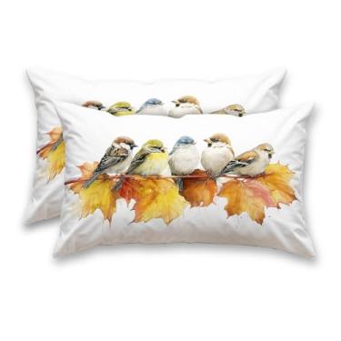 Imagem de HOMETITUTE Conjunto de 2 capas de almofada de primavera decorativas de cetim 30,5 x 50,8 cm aquarela arte de pássaro para sofá sofá sala de estar fazenda decorações de férias