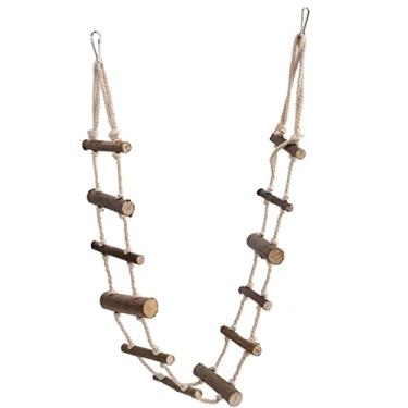 Imagem de HEEPDD Brinquedo para escalada de hamster para animais de estimação, esquilo, suspensão, ponte de papagaio, madeira, escadas longas para escalada de esquilo, hamster,