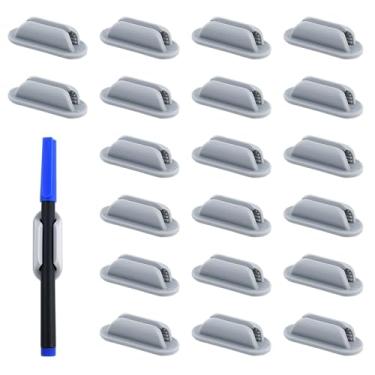 Imagem de 20 peças de suporte adesivo de silicone para mesa, organizador de canetas com almofadas adesivas de acrílico para notebook, suporte flexível de lápis de mesa para prancheta, parede, acessórios