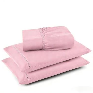 Imagem de Conjuntos de Roupas de Cama 3 peças Fronha Ponto Palito Tecido Macio (Rose,King Size)