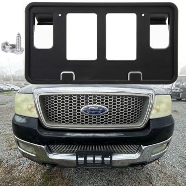 Imagem de Moldura de placa de licença frontal compatível com 2004 2005 Ford F150 para-choque dianteiro suporte suporte de placa de carro substituição # 4L3Z17A385AAA FO1068121